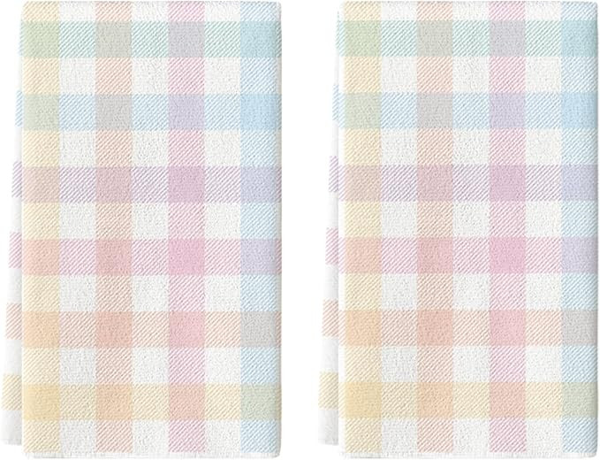 Artoid Mode Buffalo Plaid Colorful Easter Kitchen Towels Dish Towels, 18x26 Inch Spring Farmhouse... | Amazon (US)
