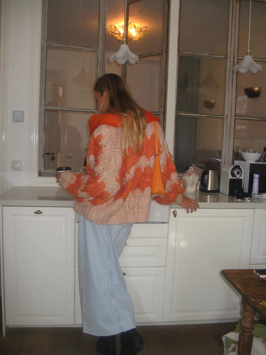 Hugs and Kisses Cardigan in Orange | Kiwi and Co