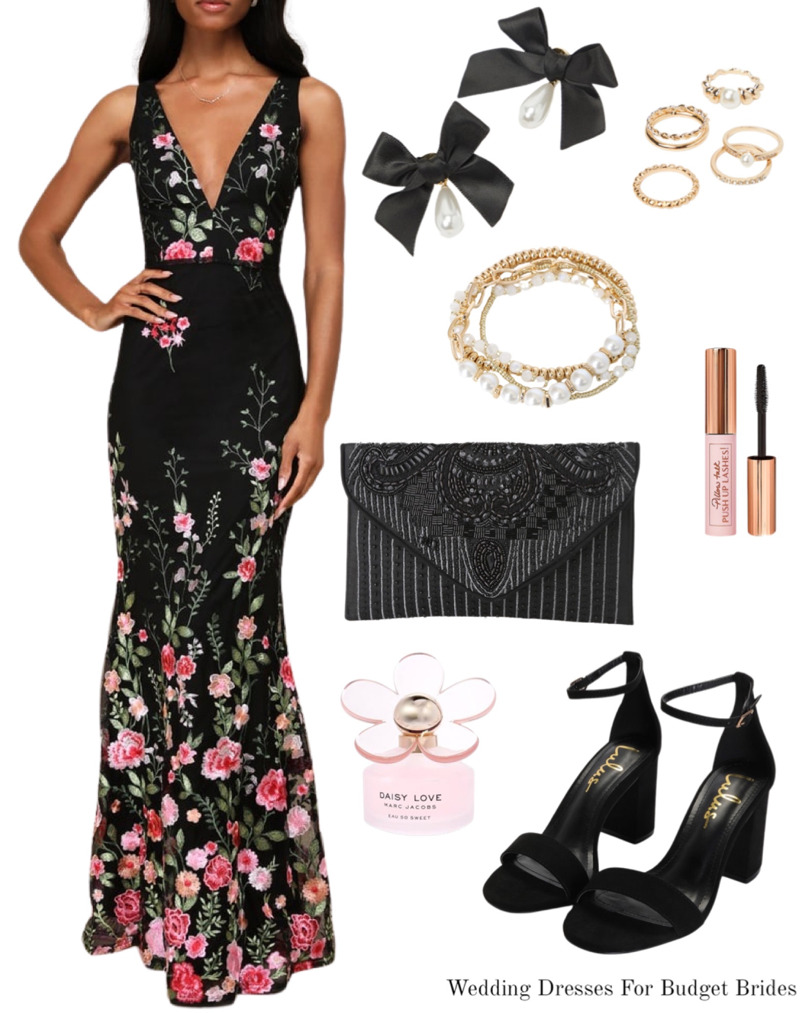 soiree blossom black floral embroidered mermaid maxi dress ZAPAKASA Women Sparkly Black Floral Mermaid Long Prom Dress Beaded Lace-Up  Back Evening Dress