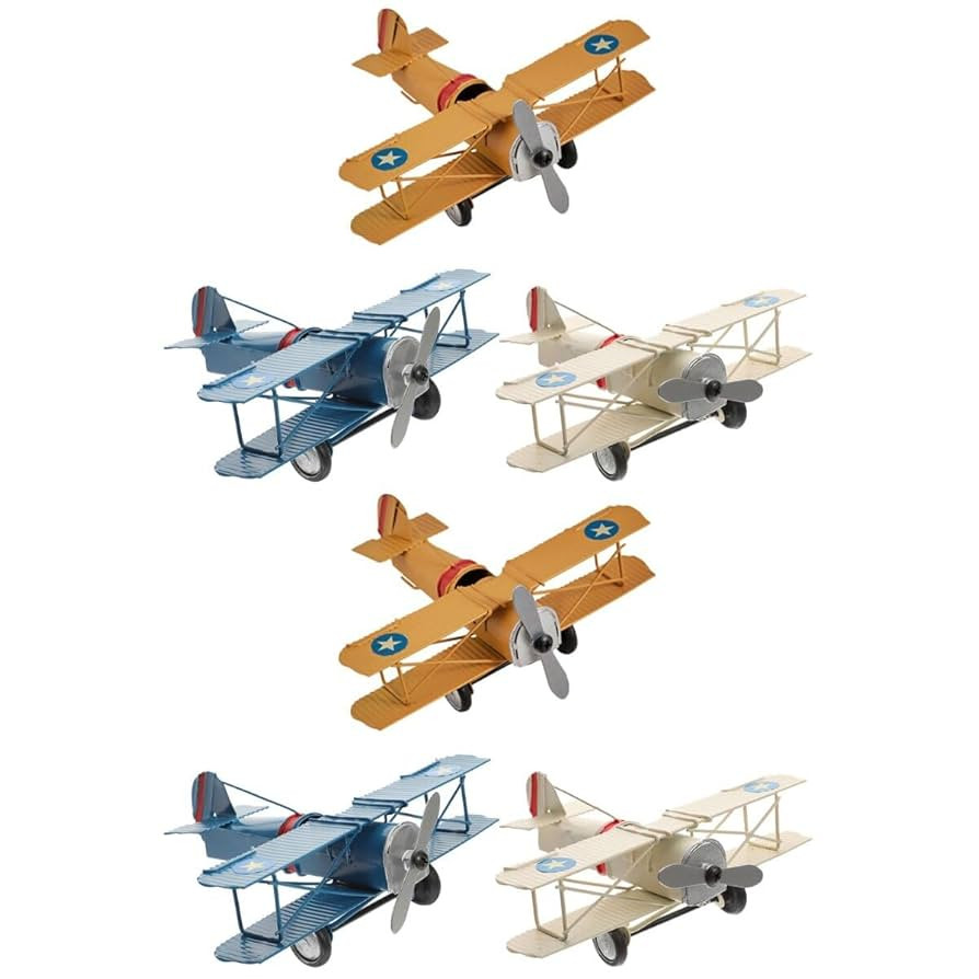 Garneck Kids 6 Pcs Airplane Model Ornament Iron Painted Small Plane Office Decor | Amazon (US)