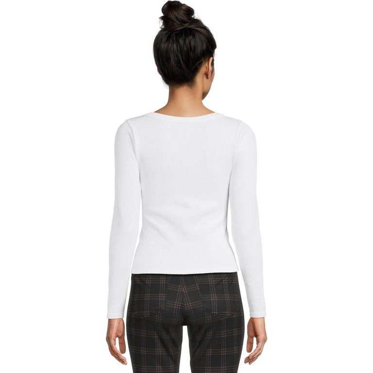 No Boundaries Juniors V-Neck Seamless Tee | Walmart (US)