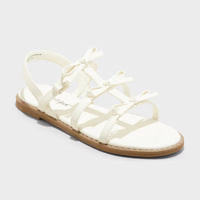 Kids' Aria Bow Sandals - Cat & Jack™ Ivory 13 | Target