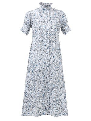 Venetia high-neck floral cotton-poplin shirt dress | Thierry Colson | MATCHESFASHION US | Matches (US)