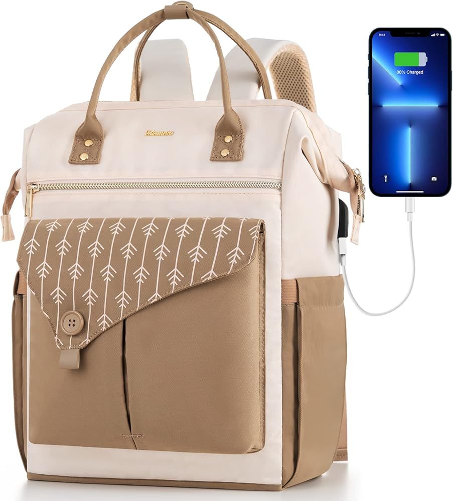 Laptop Backpack for Women Laptop Bag with USB Port, Student Bookbag Water Resistant Backpacks Tea... | Amazon (US)