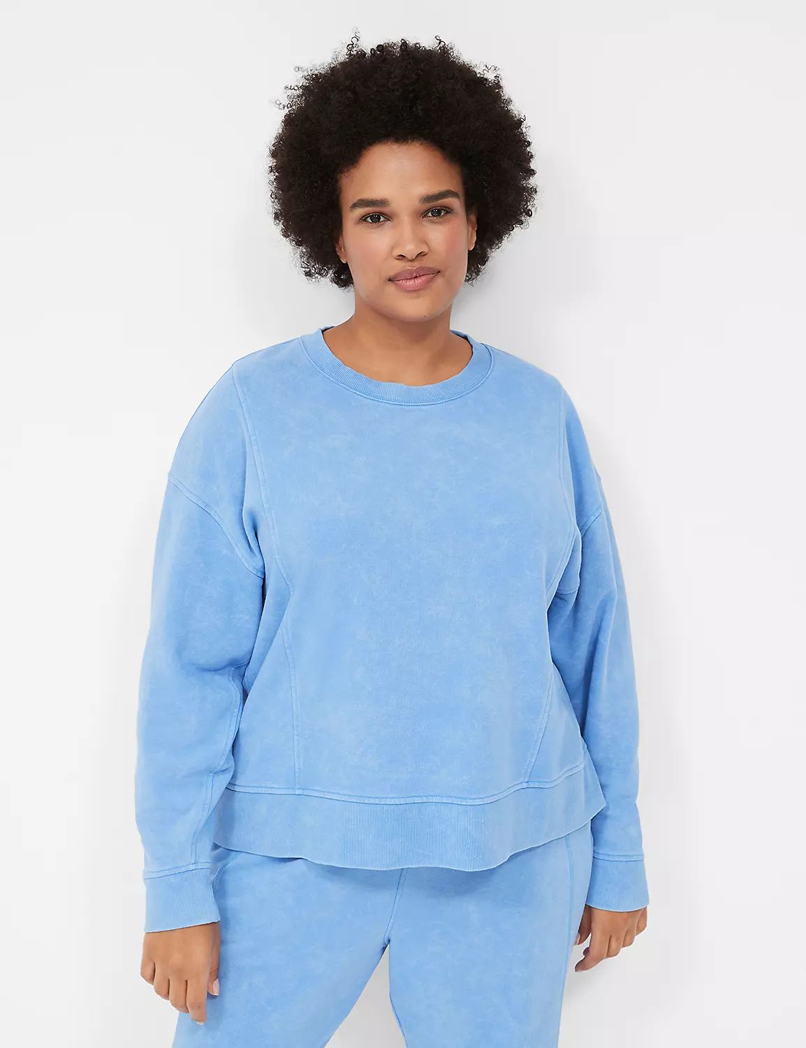 LIVI Crew-Neck French Terry Washed Sweatshirt | LaneBryant | Lane Bryant (US)