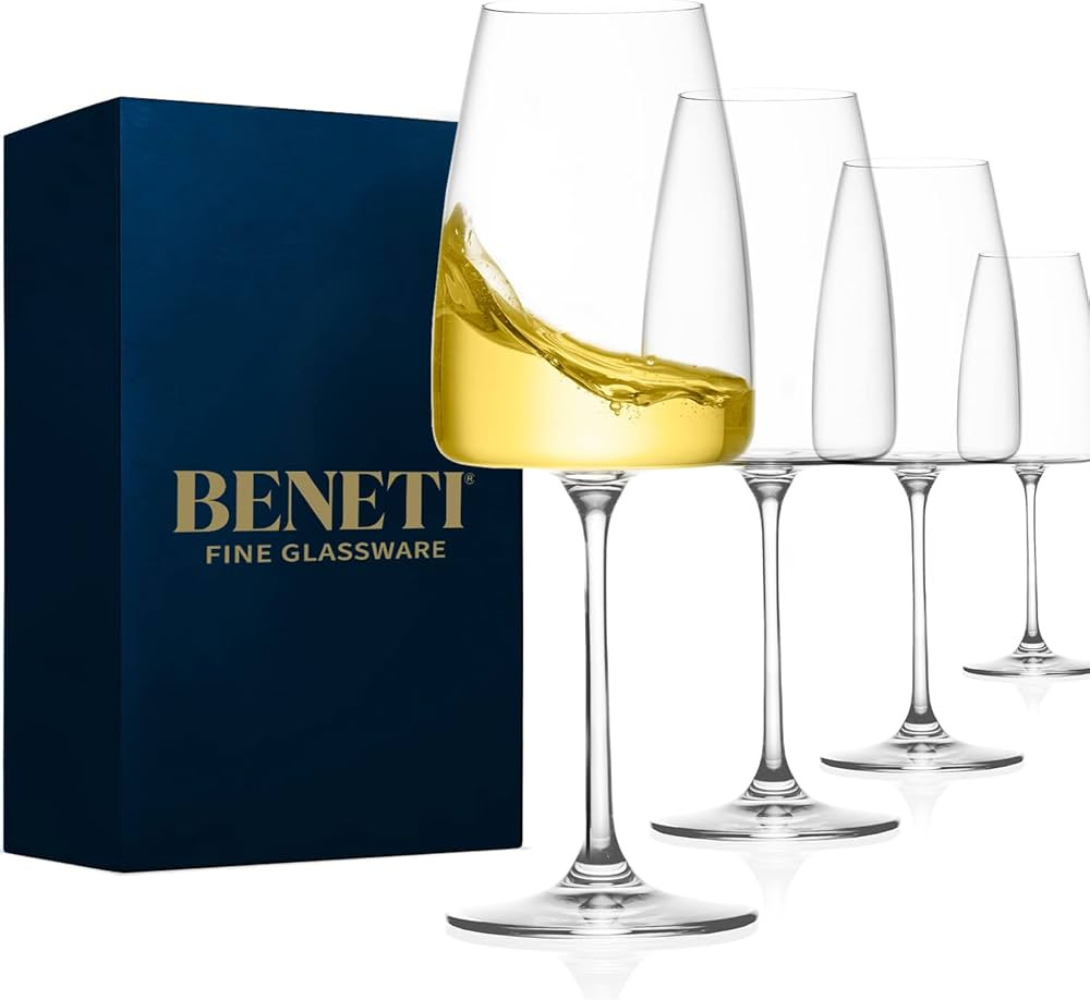 Wine Glasses Set of 4-14 oz White Wine Glasses, Unique Wine Glass Set, European Wine Glass Set, D... | Amazon (US)