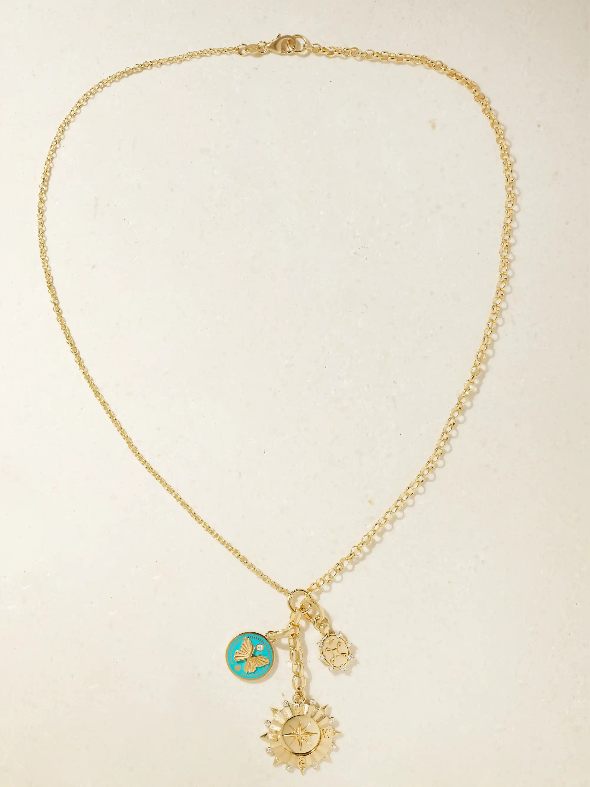 18-karat gold, enamel and diamond necklace | NET-A-PORTER (US)