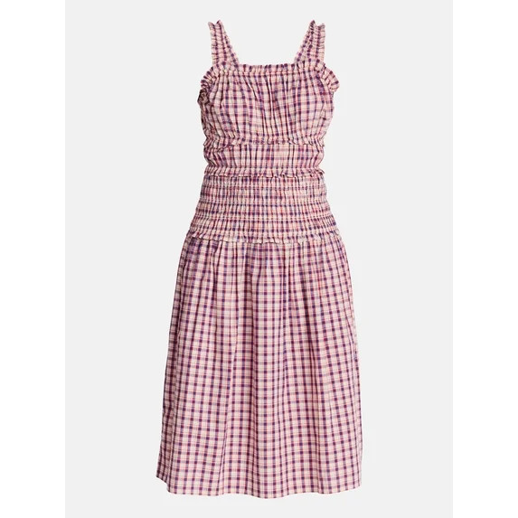 Time and Tru Women's and Women's Plus Sleeveless Smocked Peasant Midi Dress, Sizes XS-4X | Walmart (US)