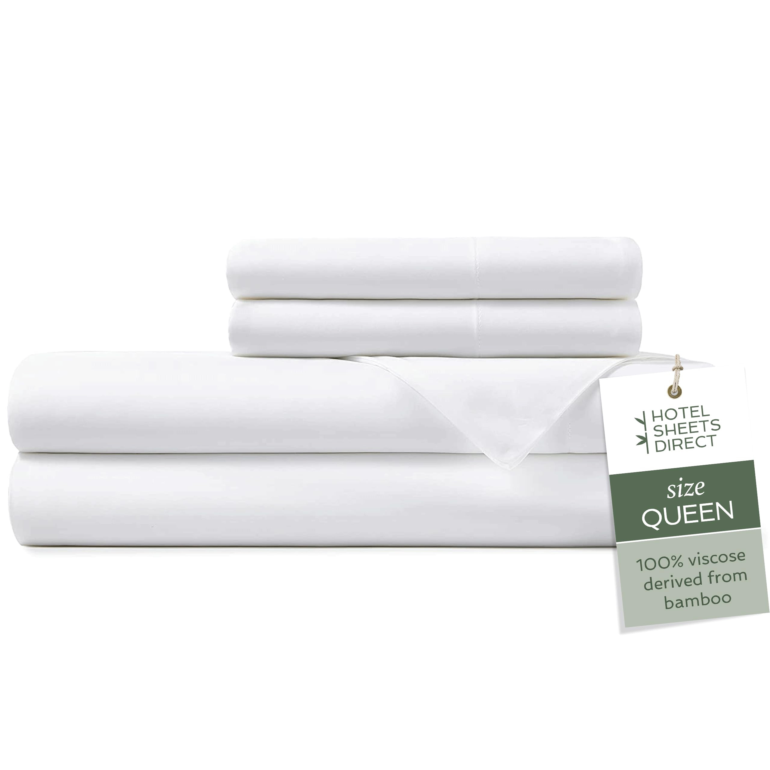 Hotel Sheets Direct 4 Piece Bed Sheet Set Queen Size, 100% Viscose Derived from Bamboo Sheets Set... | Amazon (US)