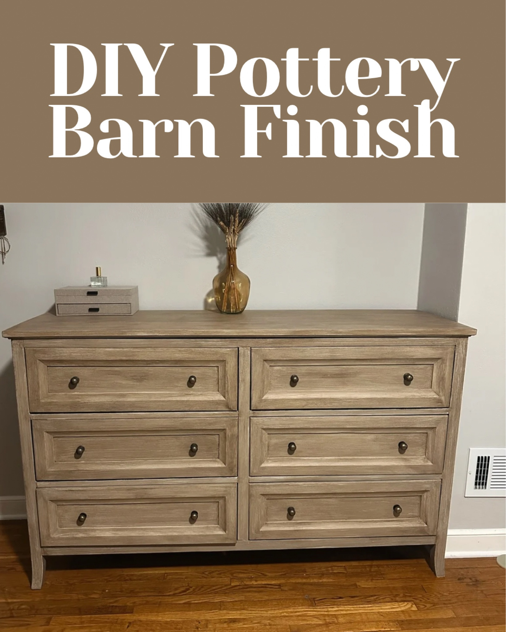 How I refinished my dresser a Pottery Barn look, for a lot less $$!!
Everything linked.
1. Sand
2. Prime
3. Chalk Paint.
4. Aged Glaze
5. Broom Finish

#LTKSeasonal #LTKHome
