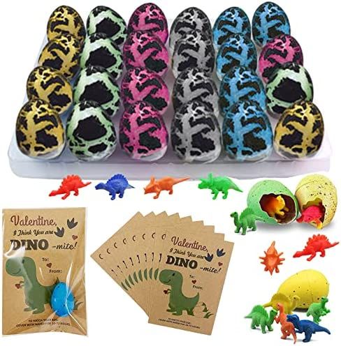 Valentines Day Gifts for Kids, 24 Valentines Cards with Dinosaur Egg Hatching Bulk, Dino Party Su... | Amazon (US)
