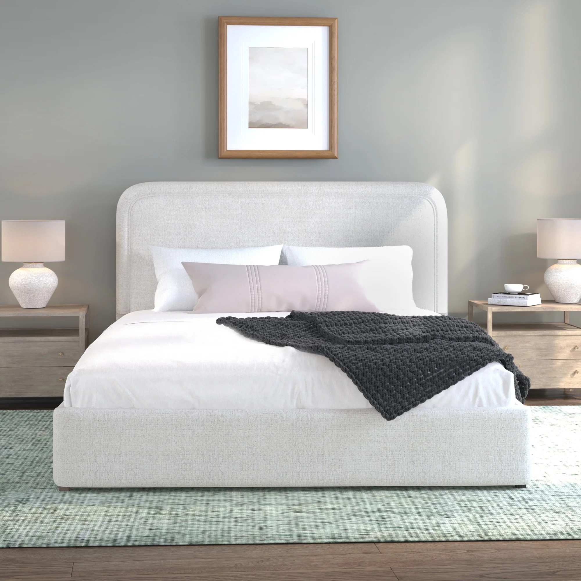 Better Homes & Gardens Juliet King Boucle Platform Bed, Ivory | Walmart (US)