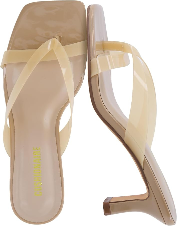 CUSHIONAIRE Shana Clear Jelly Strap Heels for Women, Flared Kitten Heel Slide with Cushioned Foot... | Amazon (US)