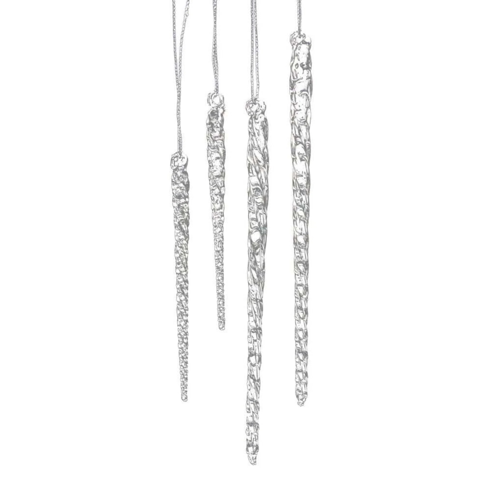 Kurt Adler Twisted Clear Glass Crystal Icicle Ornaments, 24-Piece Set | Wayfair North America