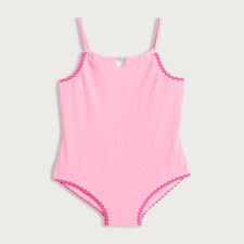 F&F Girls Textured Bead Detail Swimsuit in Pink | Tesco F&F