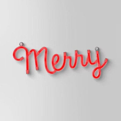 LED Battery Operated Christmas Neon Merry Hangable Sign Red - Wondershop™ | Target