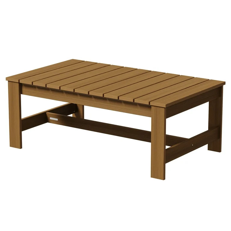 Better Homes & Gardens Ezra Outdoor HDPE Coffee Table, Teak - Walmart.com | Walmart (US)