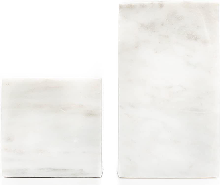 &Minimal Real Marble Bookends from North America | Modern Sculpture Decorative Bookends | Natural... | Amazon (US)