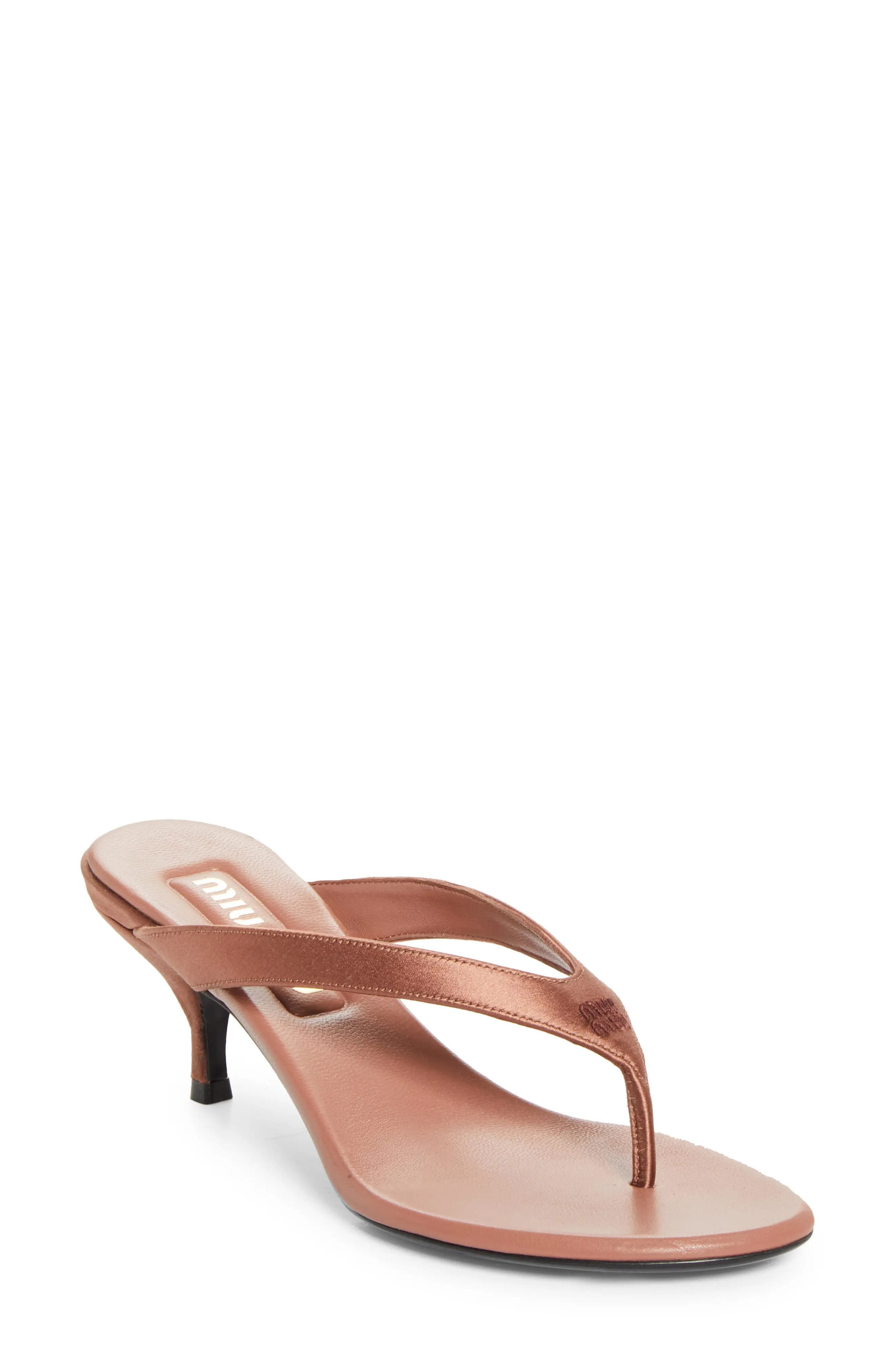 Miu Miu Leather Thong Sandal in Cacao at Nordstrom, Size 10.5Us | Nordstrom