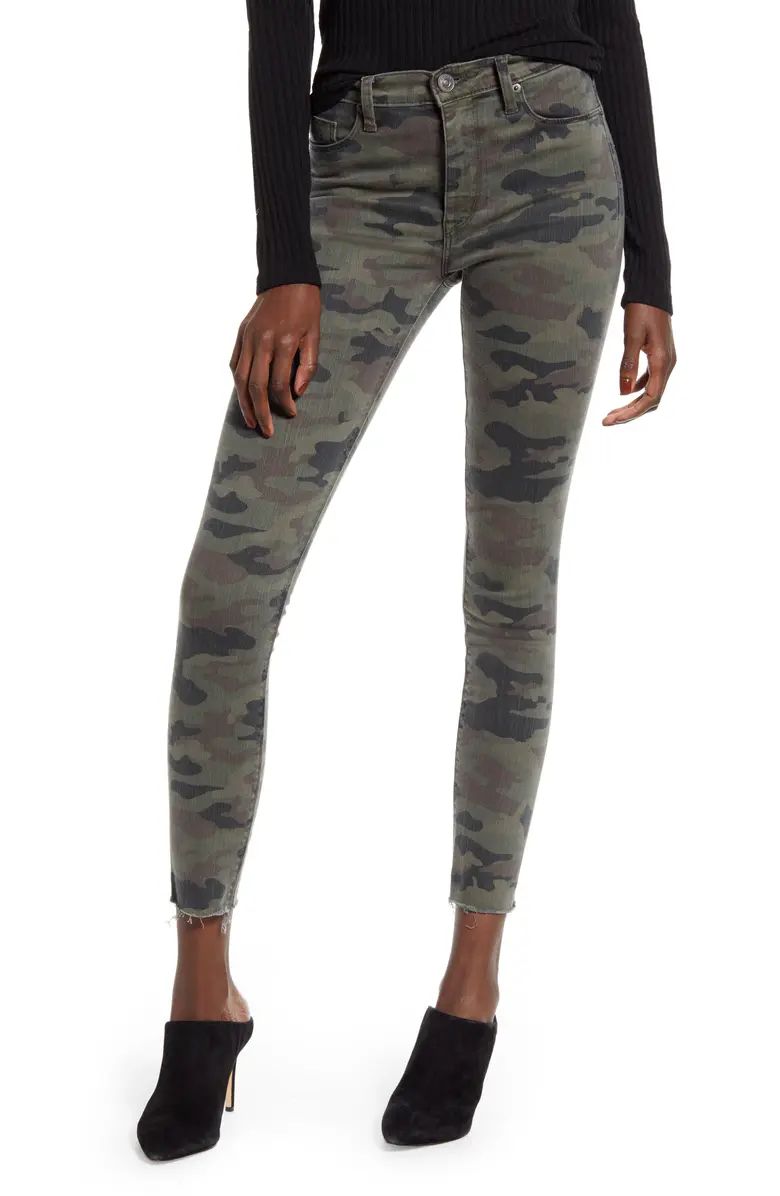 Barbara High Waist Camo Raw Hem Ankle Skinny Jeans | Nordstrom