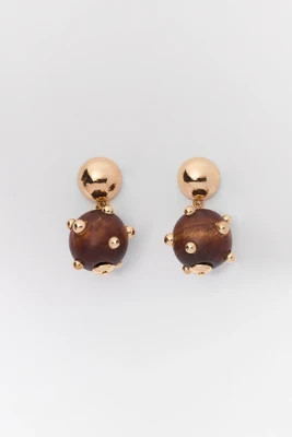 Gold Wooden Stacked Drop Earrings | Avara