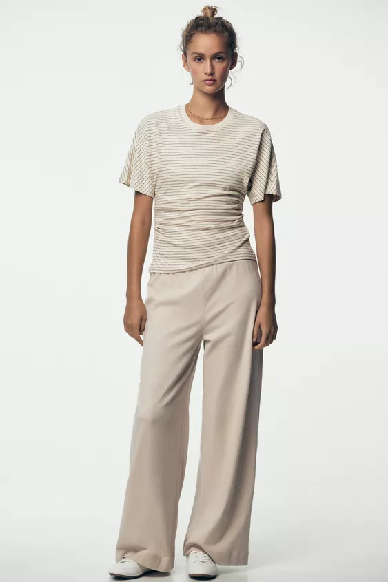 RUSTIC RUCHED T-SHIRT | Zara UK