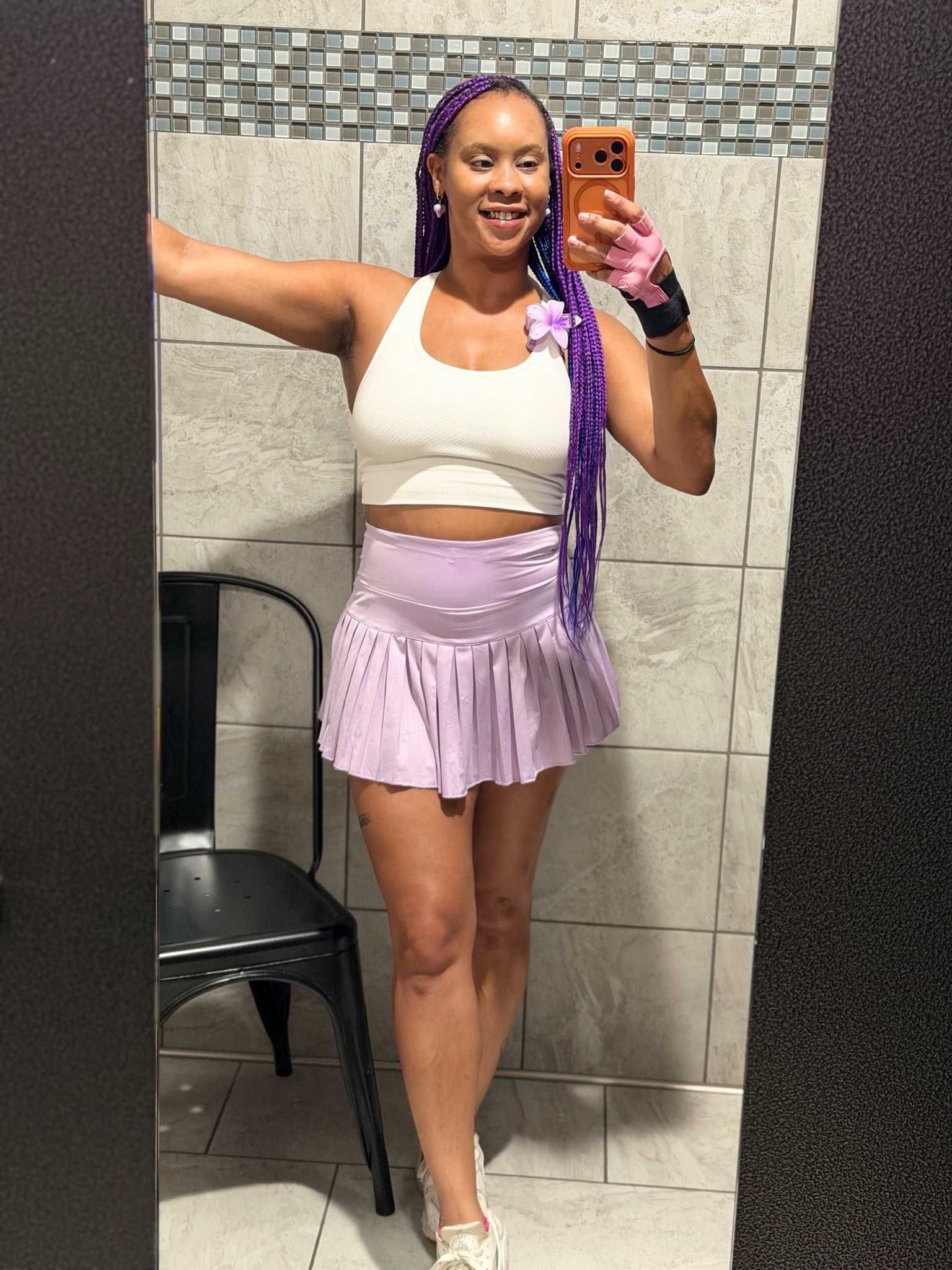 Activewear, gym fit, workout outfit, gym look, athleisure, cute gym clothes, fitness fashion, workout set, tennis skirt outfit, high-waisted active skirt.

#LTKselfcare #LTKfitnessgoals #LTKActive