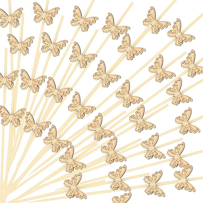 200PCS Disposable Bamboo Sticks for Party Decorations Cocktail Picks for Drinks,4.7 Inch Fruit Ho... | Amazon (US)