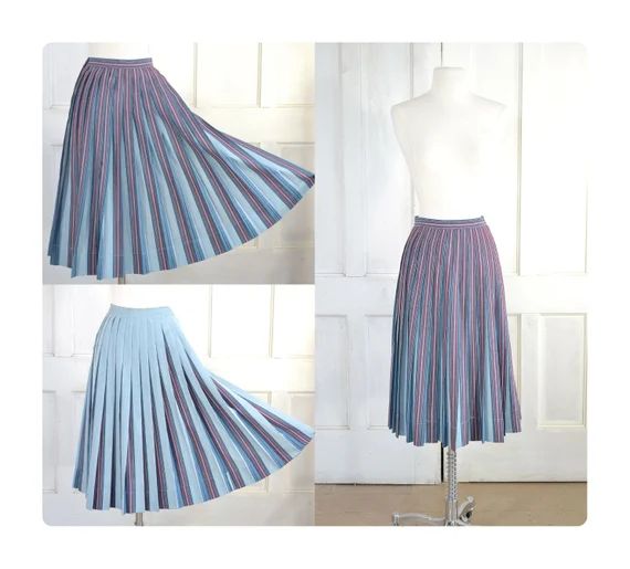 Vintage 50s Reversible Skirt  40s Pleated Cotton Full Skirt  | Etsy | Etsy (US)