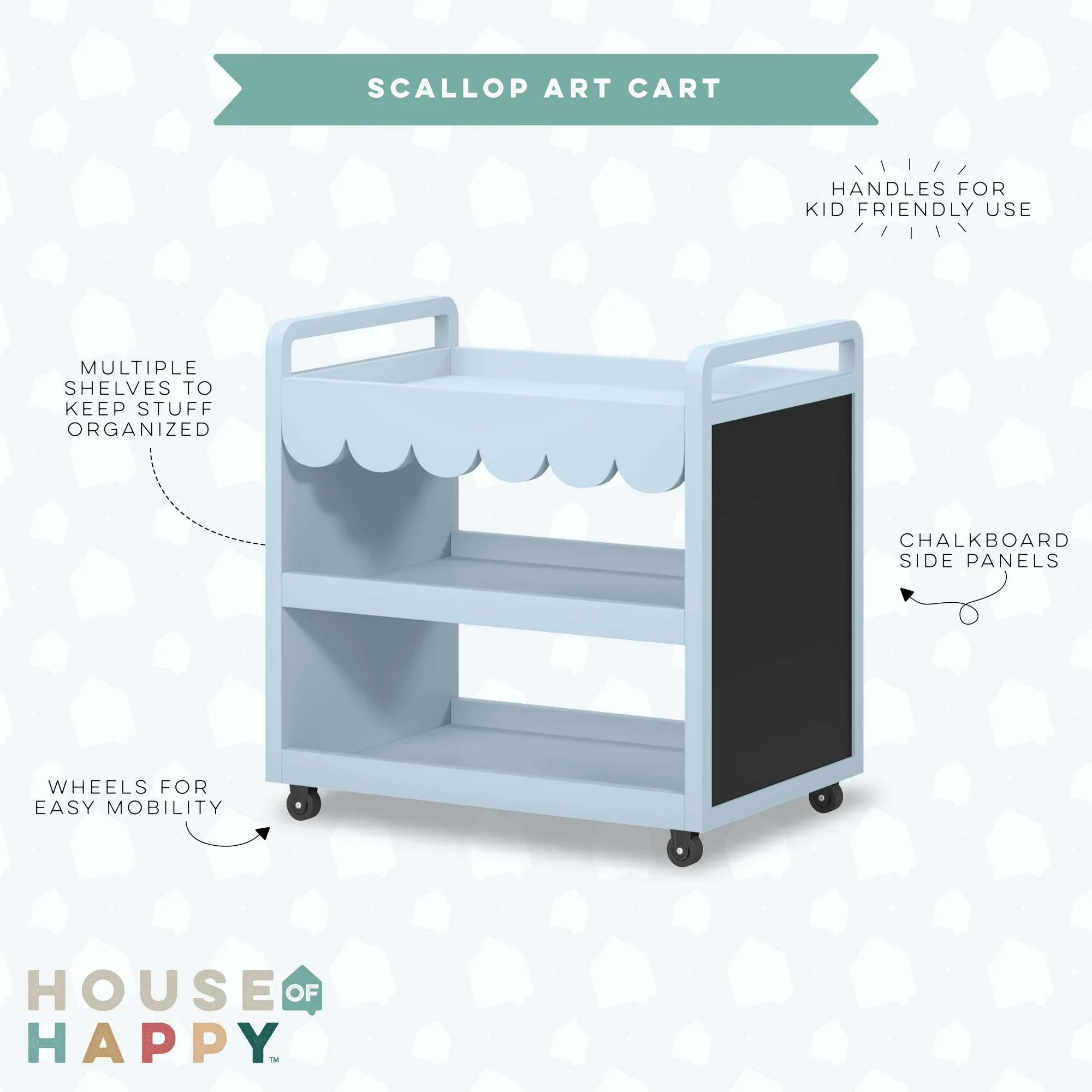 House of Happy Scallop Art Cart , Blue - Walmart.com | Walmart (US)