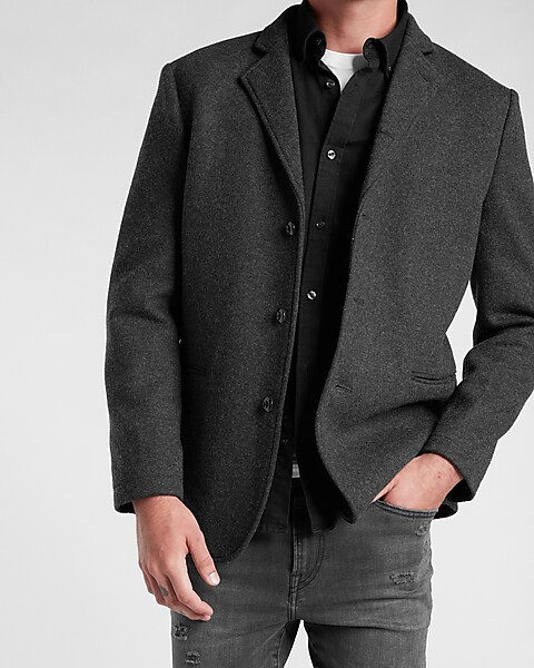 Express X You Solid Charcoal Wool-Blend Convertible Blazer | Express