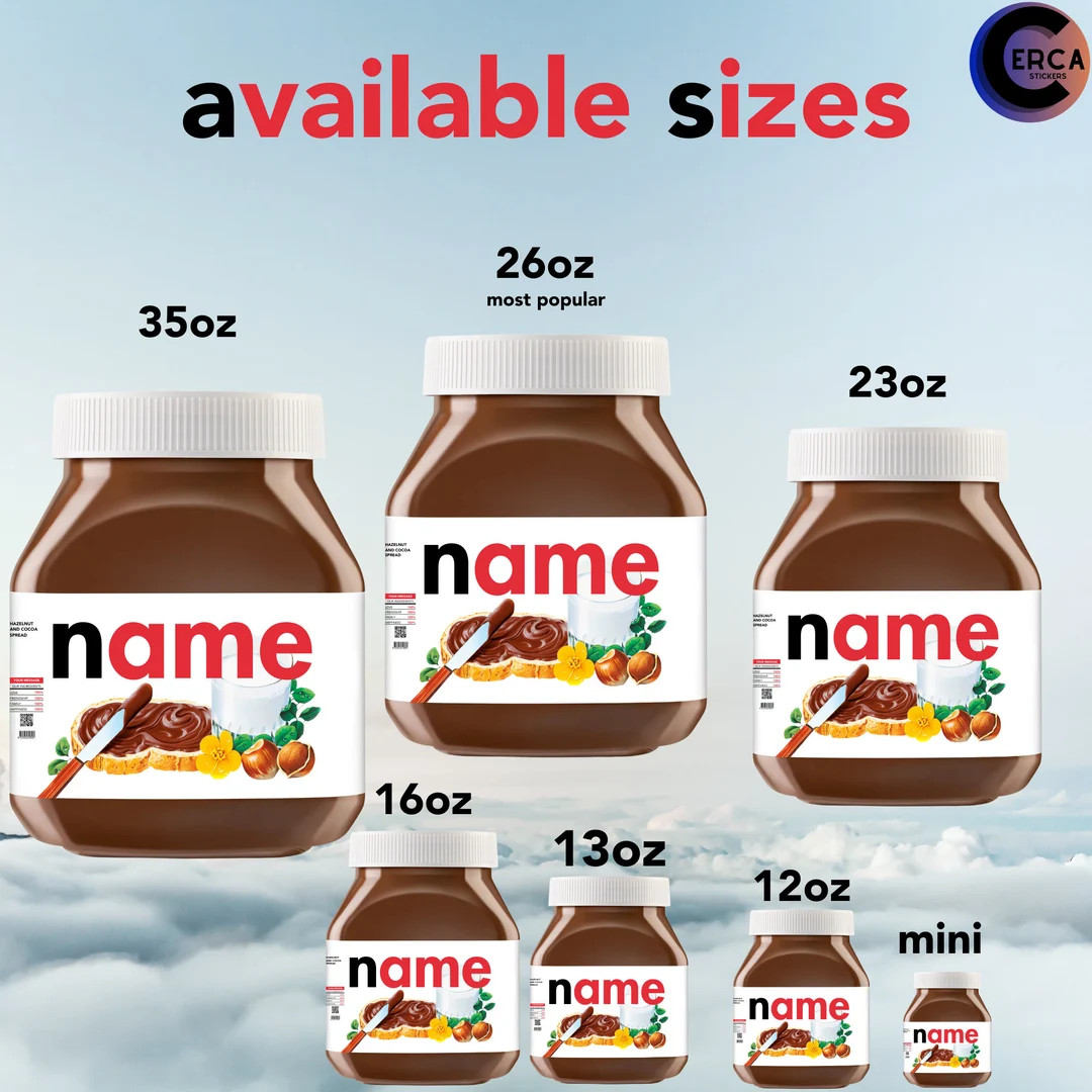 Personalized Nutella Jar Label: Custom Printed Stickers - Etsy | Etsy (US)