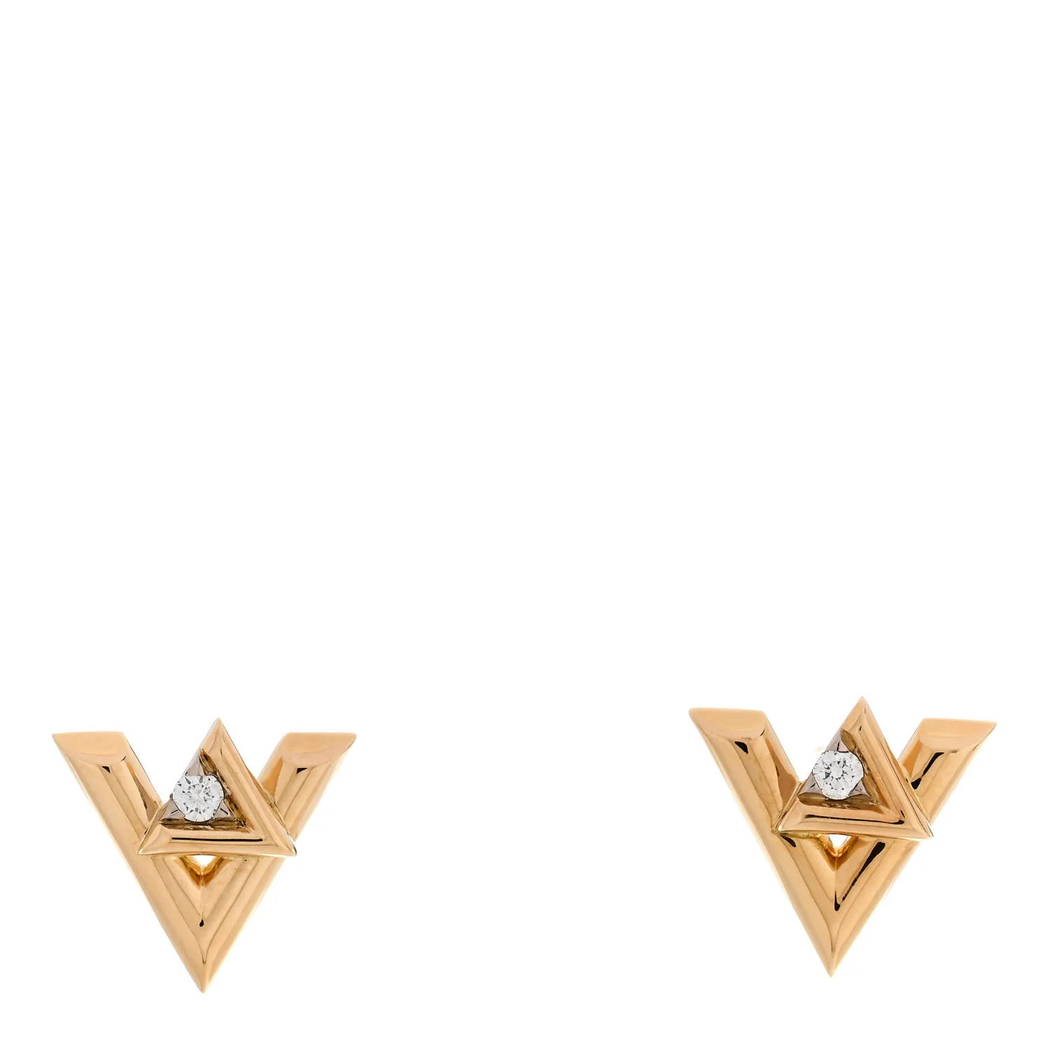 18K Yellow Gold Diamond LV Volt Stud Earrings | FASHIONPHILE (US)