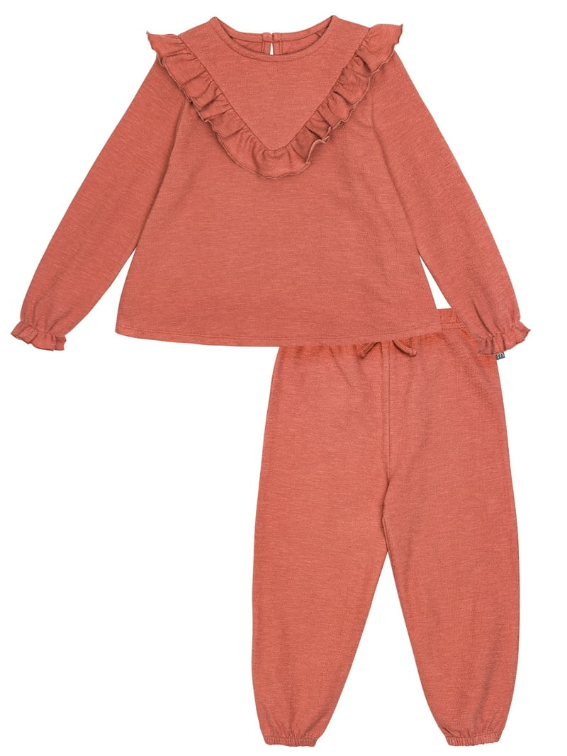 Modern Moments by Gerber Toddler Girl V-Neck Ruffle Top and Pant Set, 2-Piece, Sizes 12 Months - ... | Walmart (US)