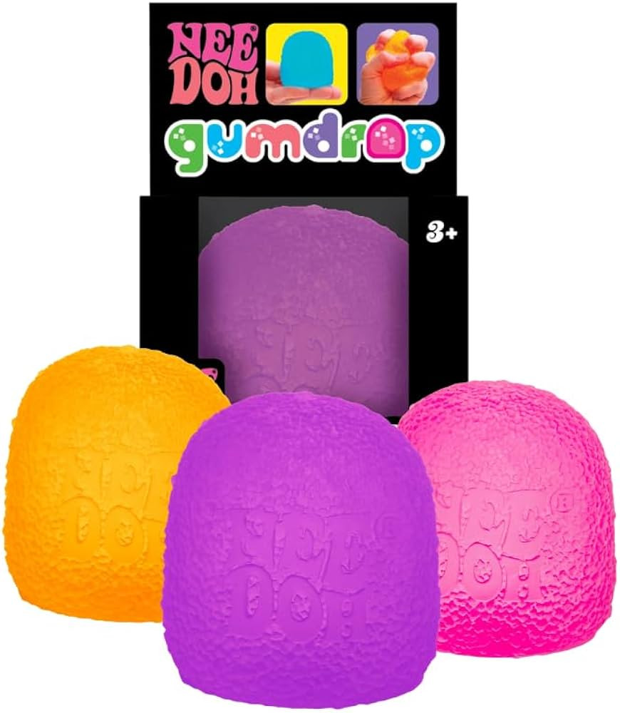 Schylling NeeDoh Gumdrop Textured Sensory Fidget Toy Colors May Vary (3 Pack) | Amazon (US)