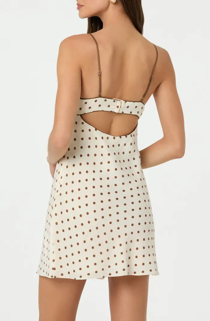 Satin Bow Trim Polka Dot Minidress | Nordstrom