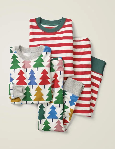 Twin Pack Long Pajamas - Rainbow Christmas Tree | Boden (US)