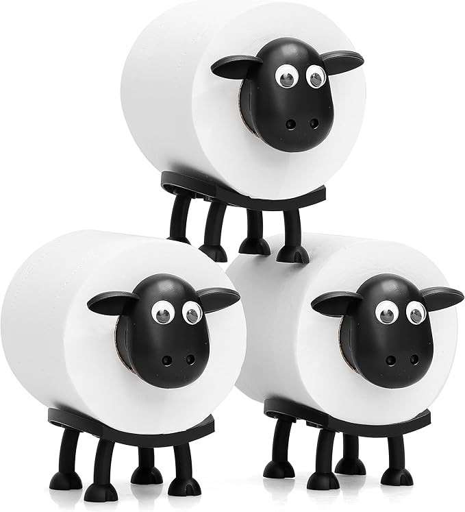VELENTI Sheep Toilet Roll Holder, Free Standing Bathroom Set, 3D Printed, Funny Hilarious Black S... | Amazon (US)