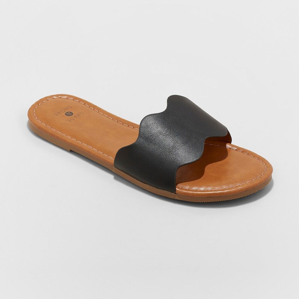 Women's Kate Scalloped Slide Sandals - Shade & Shore Black 11 | Target