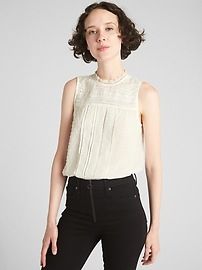 Sleeveless Victorian Lace Blouse in Swiss Dot | Gap US