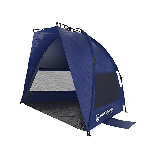 Pop Up Beach Tent – Water and Wind Resistant Sun Shelter for Shade with UV Protection, Instant Set Up, and Carry Bag by Wakeman (Navy) | Amazon (US)