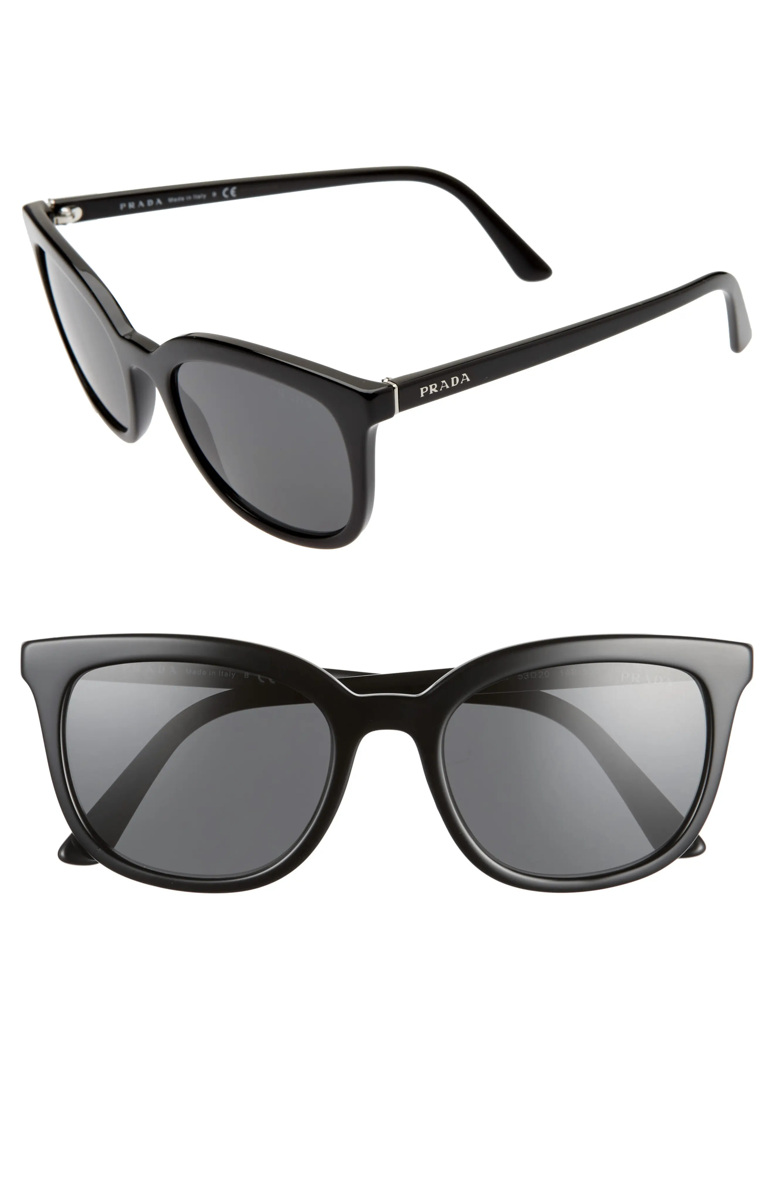 Prada 53mm Cat Eye Sunglasses in Black/Grey at Nordstrom | Nordstrom