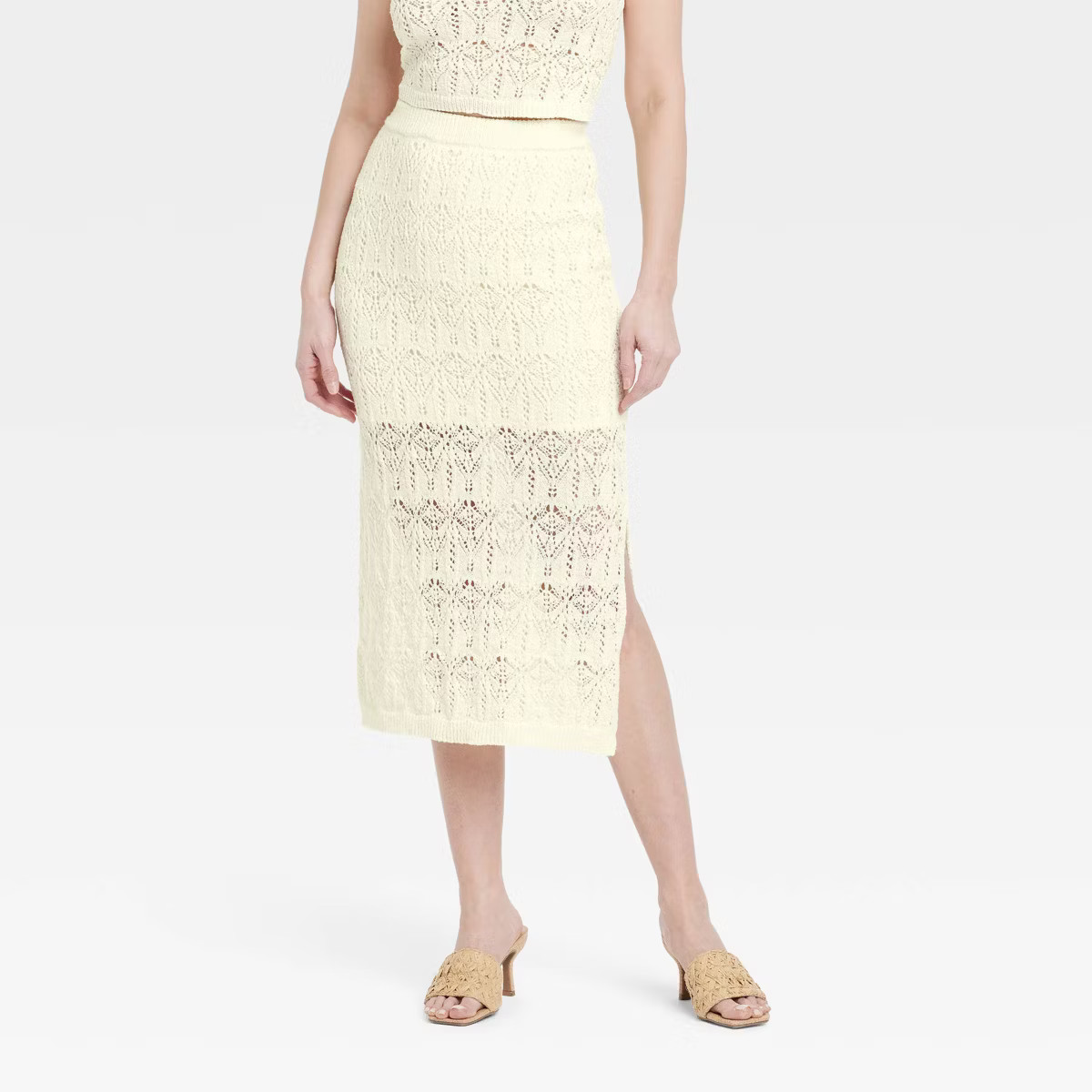 Women's Crochet-Style Midi Sweater Skirt - A New Day™ | Target