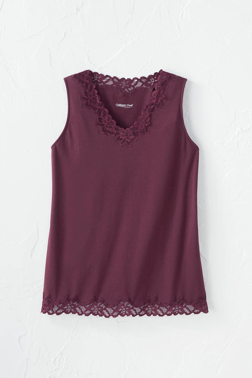Longer Length Double Lace Tank | Coldwater Creek