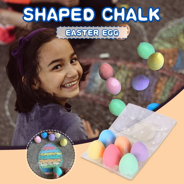 JeashCHAT 6 Pack Easter Sidewalk Chalk Eggs Clearance, Sidewalk Glitter Egg Chalk for Kids Boys G... | Walmart (US)