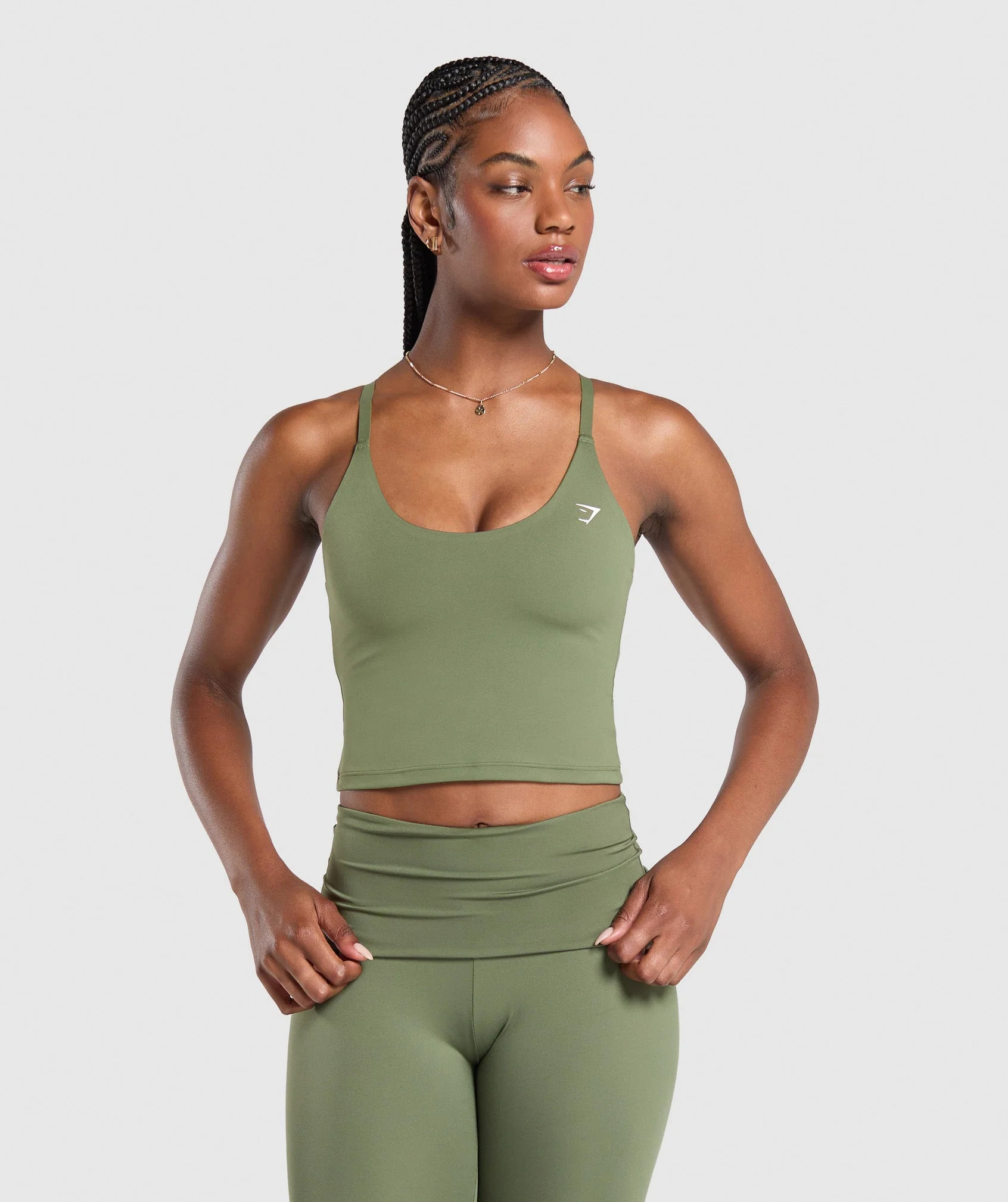 Gymshark Everyday Cami Tank With Shelf - Core Olive | Gymshark AU