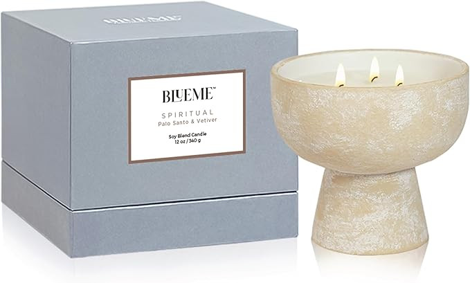 BLUEME Spiritual-Palo Santo & Vetiver, 3 Wick, Refillable Wellness Candle, Contains Essential Oil... | Amazon (US)