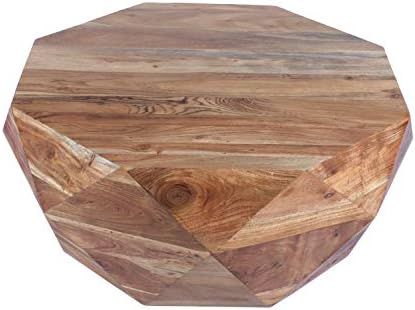 The Urban Port Diamond Shape Acacia Wood Coffee Table with Smooth Top, Natural Brown | Amazon (US)