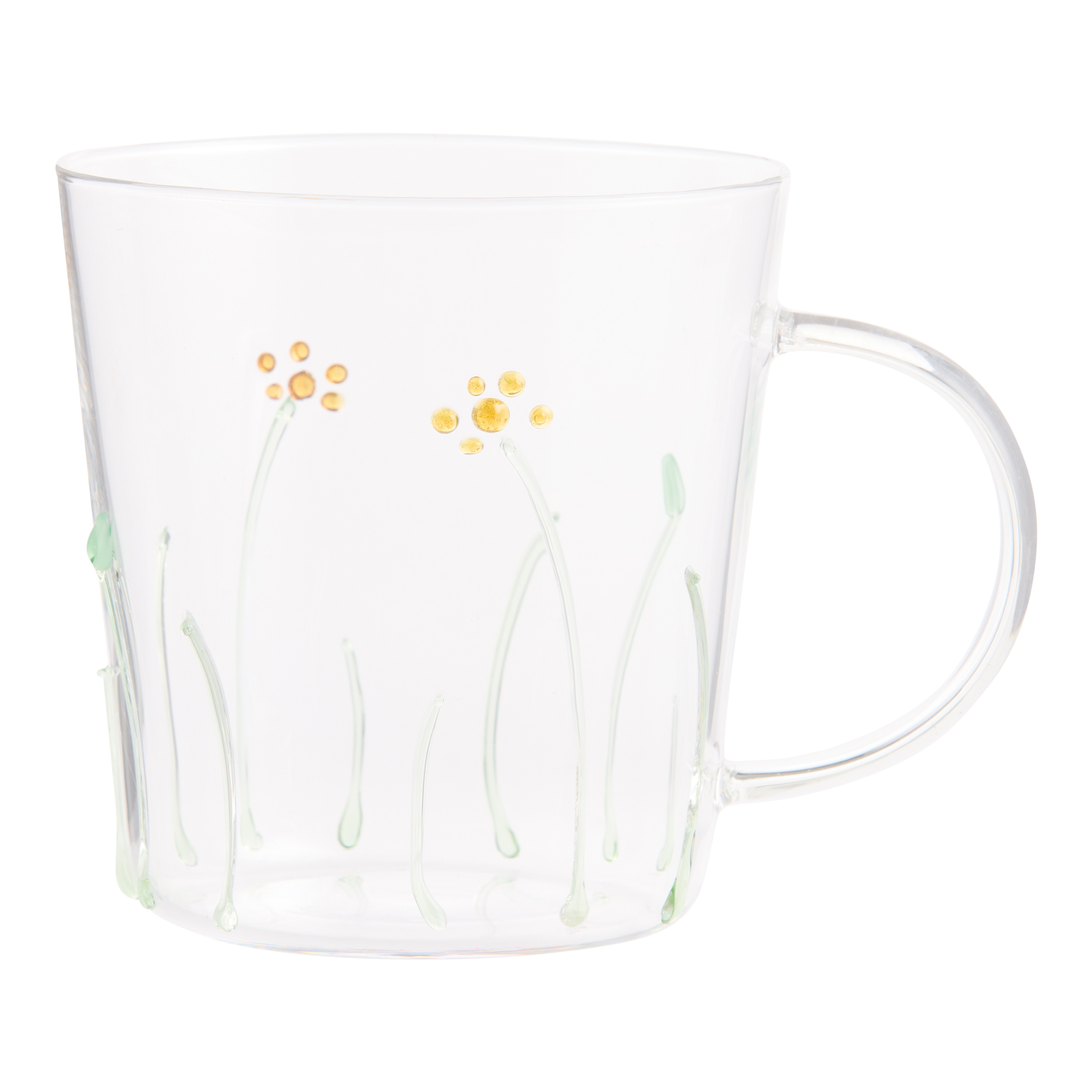 Yellow Floral Dimensional Glass Mug | World Market