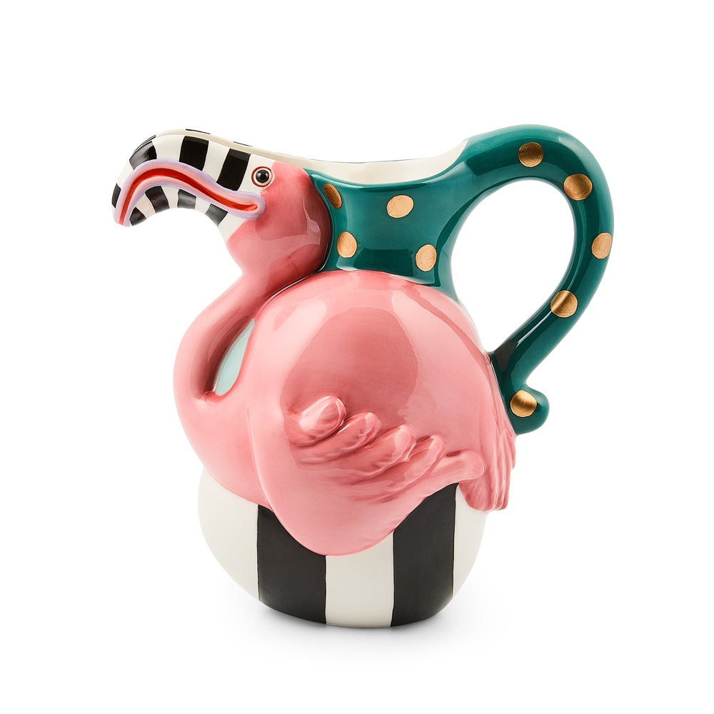 Patience Brewster Flamingo Ceramic Pitcher | MacKenzie-Childs